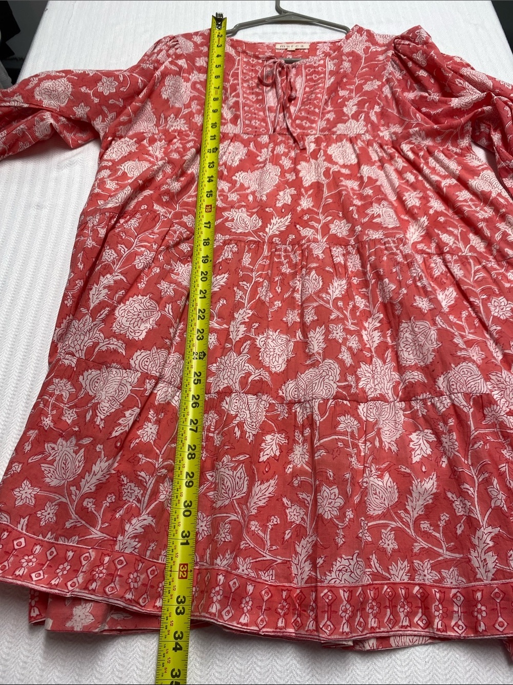 Marea Liz Joy Coral Floral Babydoll Mini Dress Cottagecore Boho Romantic Large - Picture 9 of 10